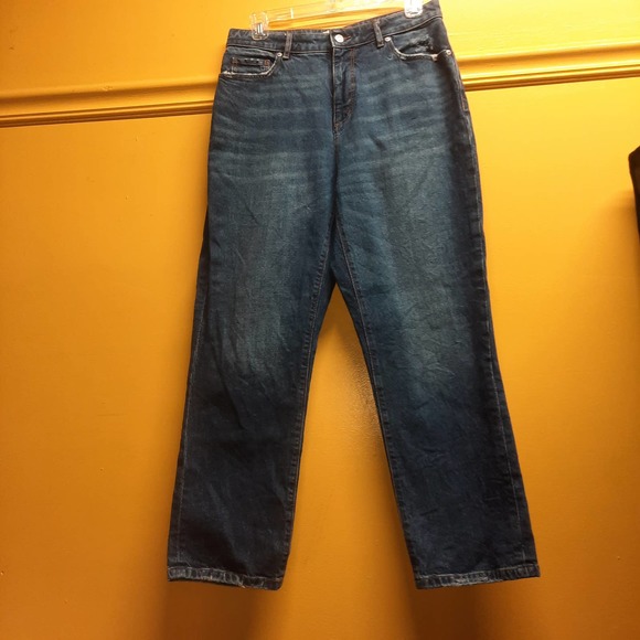 Ann Taylor Loft Jeans Curvy Straight Stretch Crop High Rise Waist Size 4/27 - Picture 1 of 6